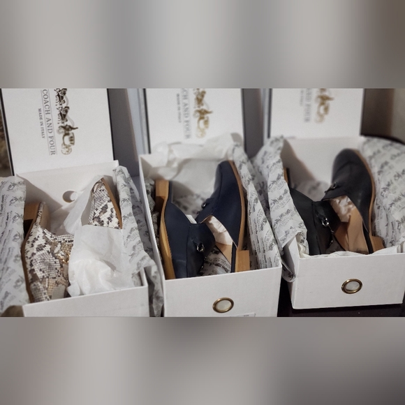 "Coach And Four" Brand Neline Mule 11M White/Gray,Grey/Gold Snakeskin Pattern - Picture 9 of 10